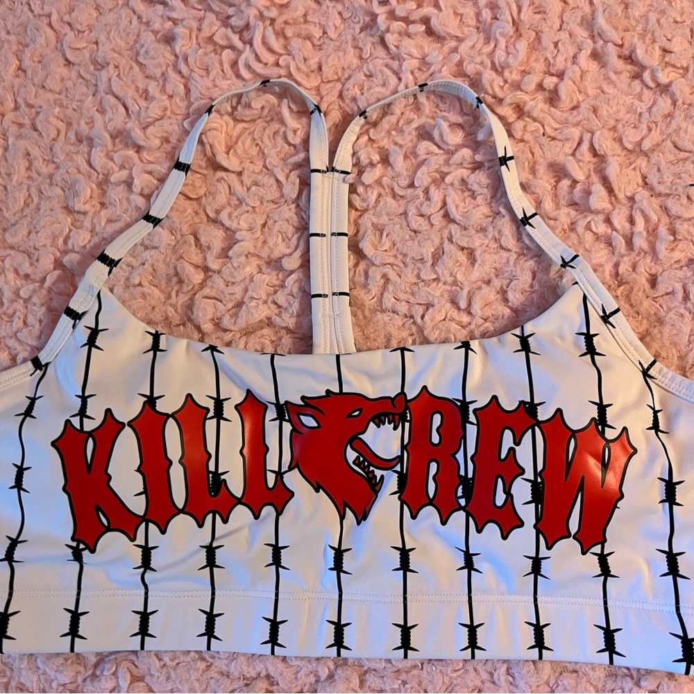 Kill Crew White and Red Sports Bra